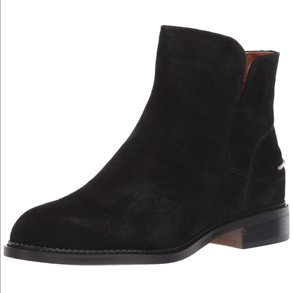 Black Genuine Suede Chelsea Flat Ankle Boots - Picture 2 of 4